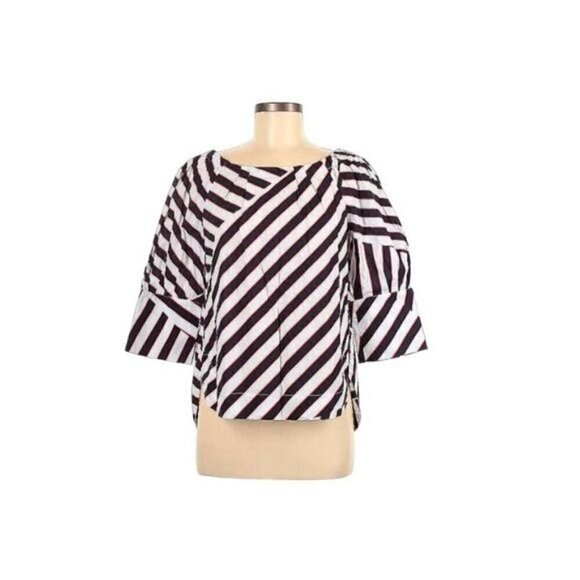 Marc Cain Black and White Striped Blouse - Picture 1 of 6